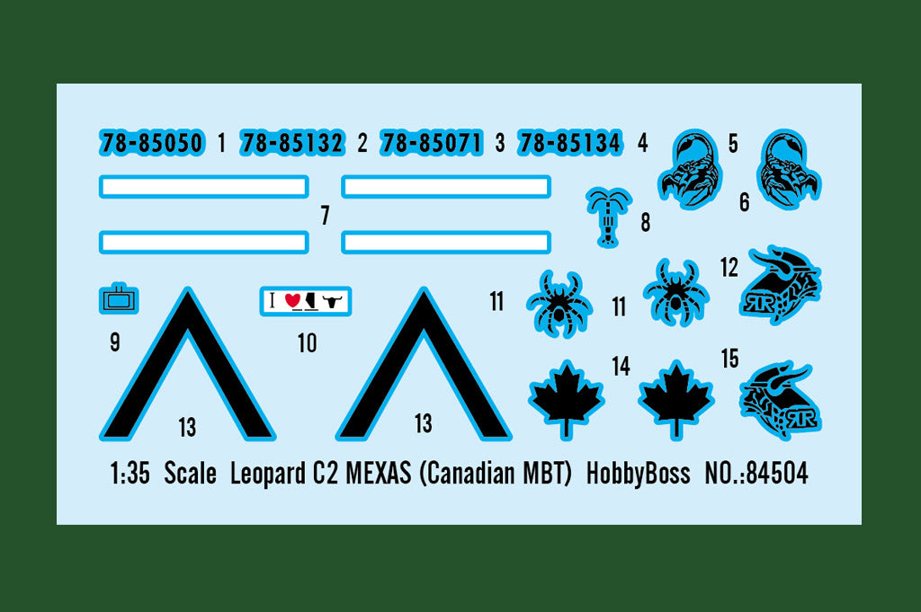 Calcas de la maqueta del tanque canadiense Leopard C2 MEXAS en escala 1:35 de Hobby Boss referencia 84504