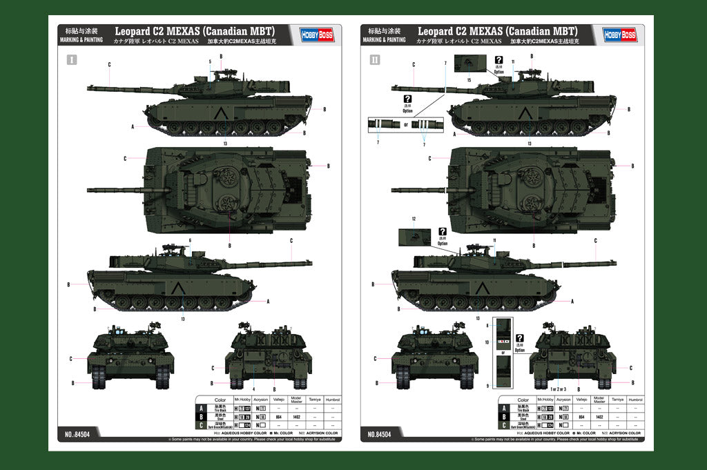 Decoraciones de la maqueta del tanque canadiense Leopard C2 MEXAS en escala 1:35 de Hobby Boss referencia 84504