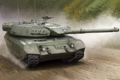 Portada de la caja de la maqueta del tanque canadiense Leopard C2 MEXAS en escala 1:35 de Hobby Boss referencia 84504
