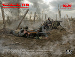 Portada de la caja del set de figuras de soldados alemanes de la Primera Guerra Mundial en escala 1:35 de ICM referencia 35724