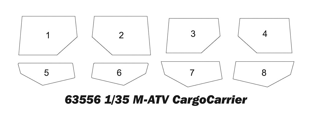 Máscaras de la maqueta del vehículo blindado MRAP de carga M-ATV en escala 1:35 de I Love Kits referencia 63556