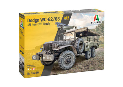 Portada de la maqueta del camión de transporte militar norteamericano Dodge WC62/63 en escala 1:35 de Italeri referencia 96230