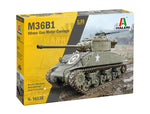 Portada de la caja de la maqueta del cazacarros norteamericano M36 B1 Jackson en escala 1:35 de Italeri referencia 96538