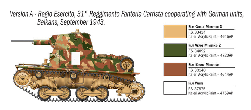 Decoración 1 de la maqueta del carro ligero italiano L6/40 en escala 1:35 de Italeri referencia 6553