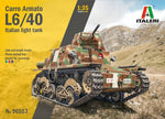 Portada de la caja de la maqueta del carro ligero italiano L6/40 en escala 1:35 de Italeri referencia 6553