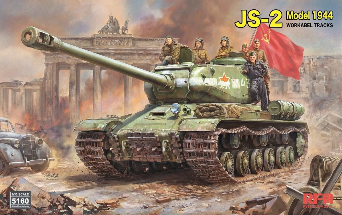 Portada de la caja de la maqueta del carro pesado soviético JS-2 en escala 1:35 de RFM referencia 5160