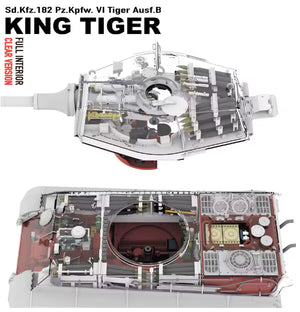 Piezas transparentes de la maqueta del carro pesado alemán King Tiger Ausf B en escala 1:35 con piezas transparentes e interiores de RFM referencia 5159