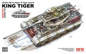 Foto de la portada de la maqueta del carro pesado alemán King Tiger Ausf B en escala 1:35 con piezas transparentes e interiores de RFM referencia 5159
