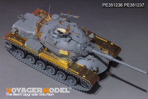 Foto delantera derecha del set de fotograbados para mejora del carro de combate de Takom M48A5 realizado por Voyager Model referencia 351236