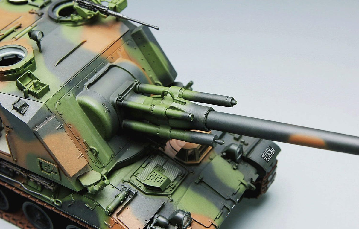 Detalle del cañón de la maqueta del obús autopropulsado francés AUF1 en escala 1:35 de Meng referencia TS-004