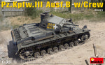 Portada de la caja de la maqueta del carro de combate alemán Panzer III B con tripulación en escala 1:35 de Miniart referencia 35221