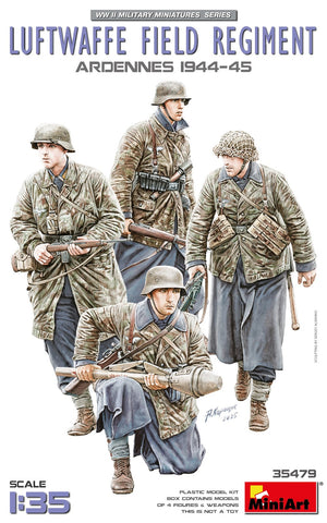 Portada del set de figuras de soldados alemanes de la Luftwaffe en la Batalla de las Ardenas en escala 1:35 de Miniart referencia 35479