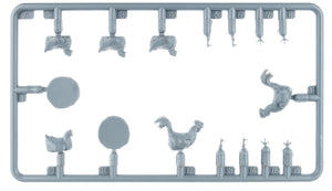 Piezas 1 del set de figuras de pollos, gallinas y gallos de corral en escala 1:35 de Miniart referencia 38112