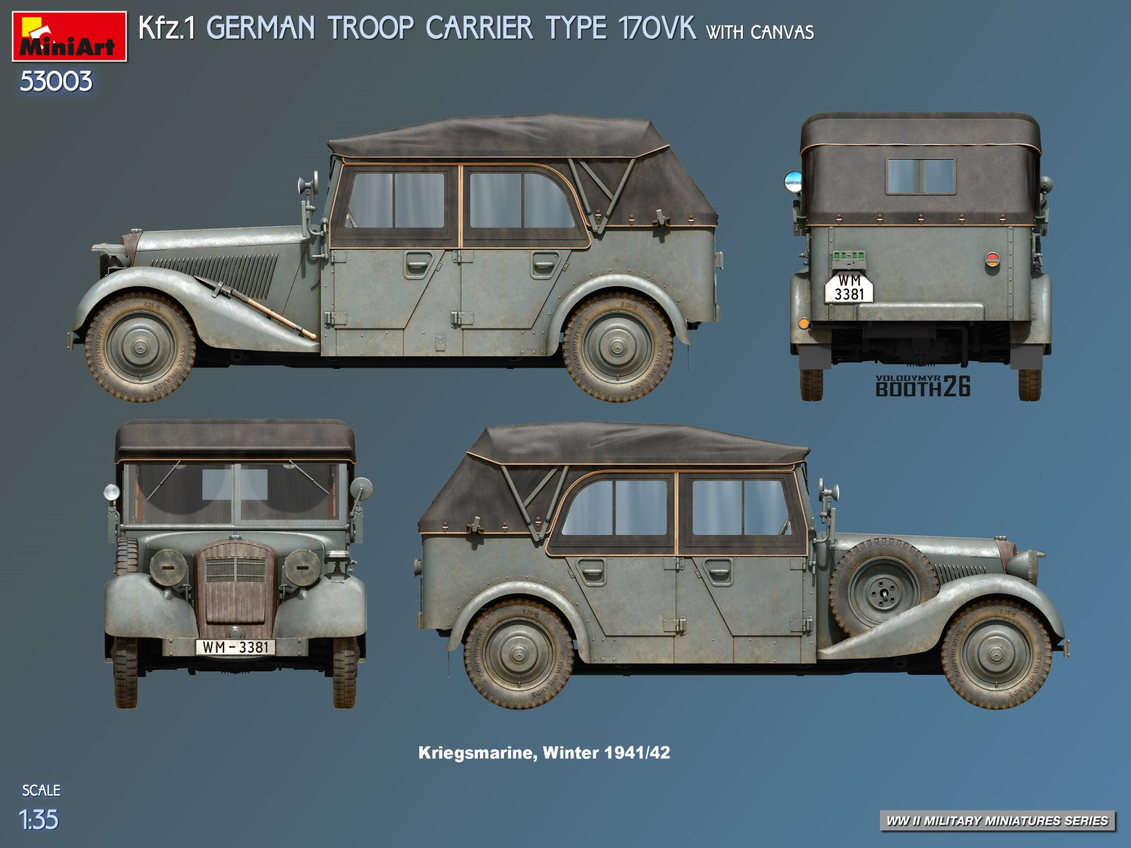 Decoración 2 de la maqueta del coche de mando alemán Kfz.1 en escala 1:35 de Miniart referencia 53003