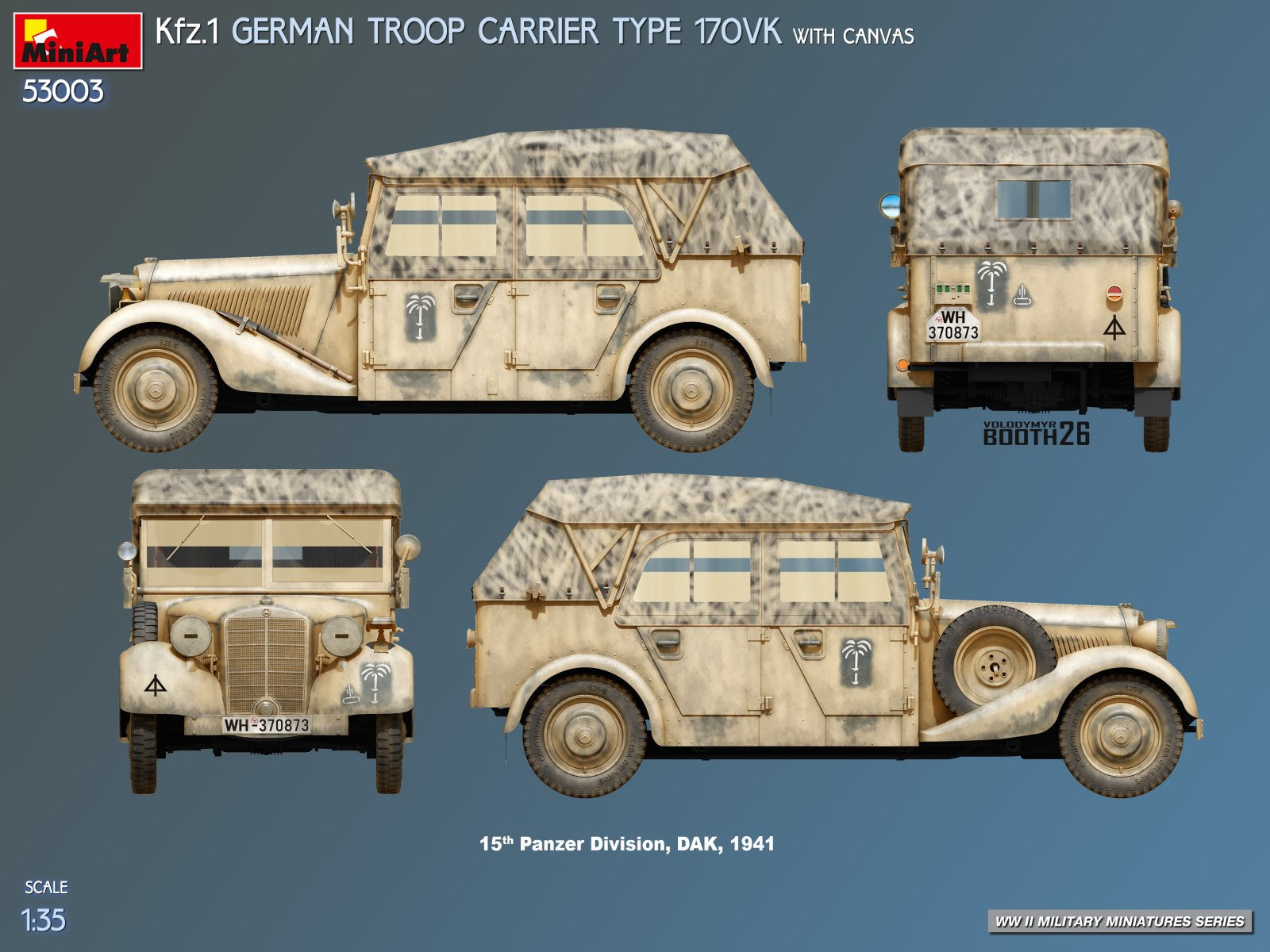 Decoración 3 de la maqueta del coche de mando alemán Kfz.1 en escala 1:35 de Miniart referencia 53003