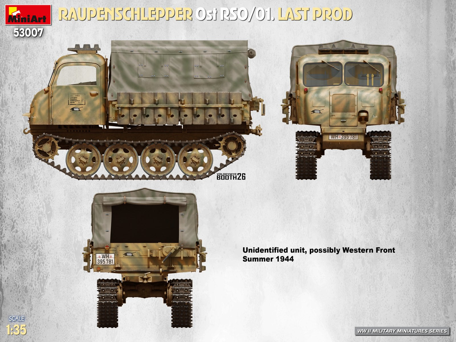 Decoración 1 de la maqueta del Raupenschlepper Ost RSO/01 de versión final en escala 1:35 de Miniart referencia 53007