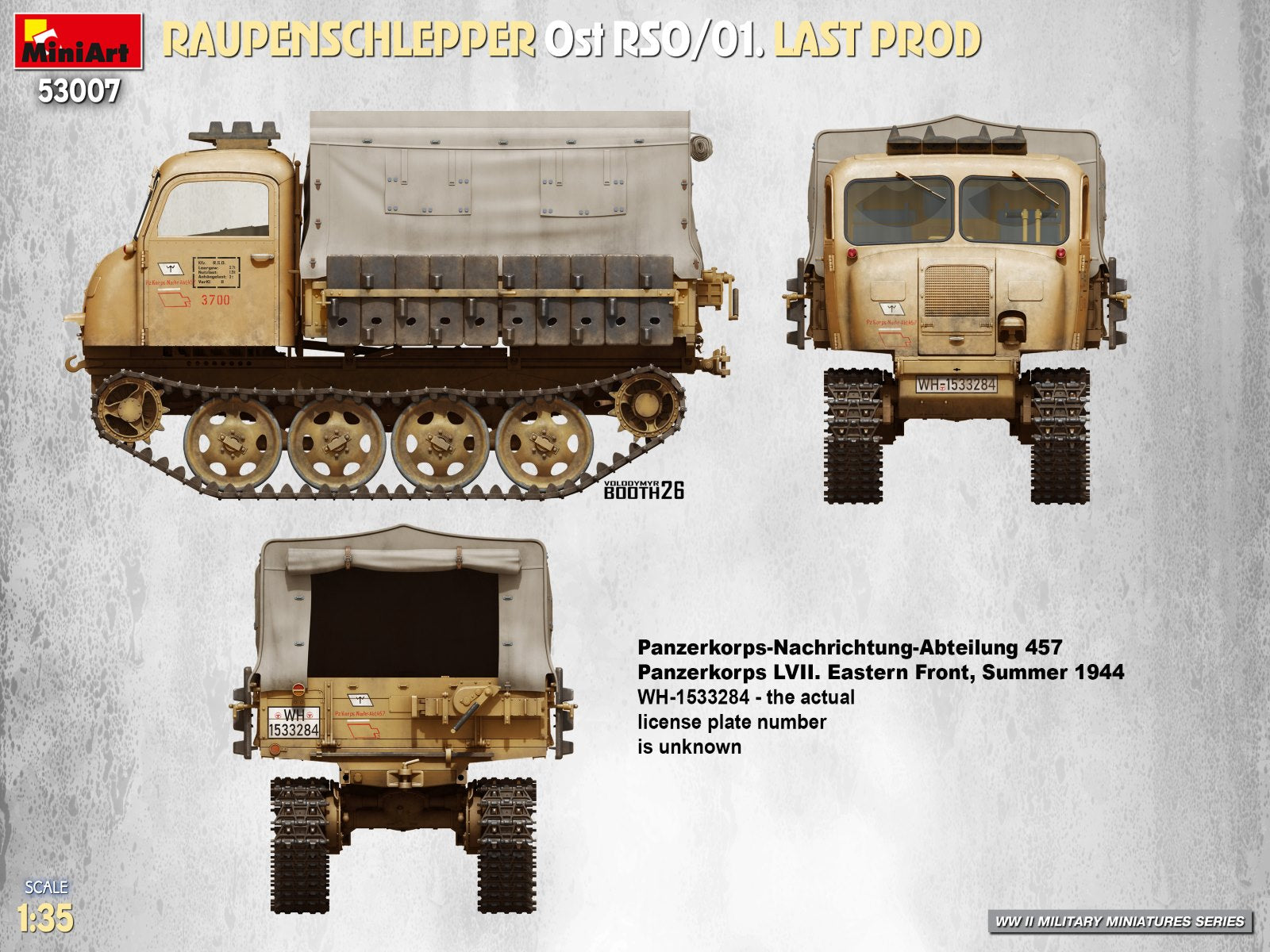 Decoración 2 de la maqueta del Raupenschlepper Ost RSO/01 de versión final en escala 1:35 de Miniart referencia 53007