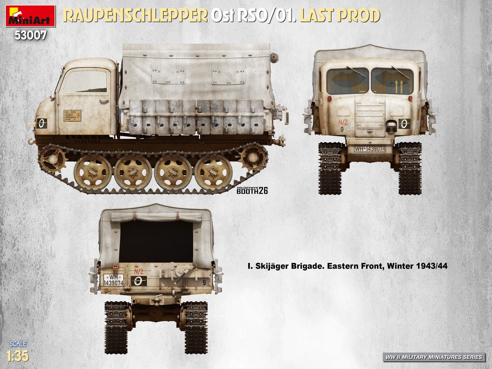 Decoración 4 de la maqueta del Raupenschlepper Ost RSO/01 de versión final en escala 1:35 de Miniart referencia 53007