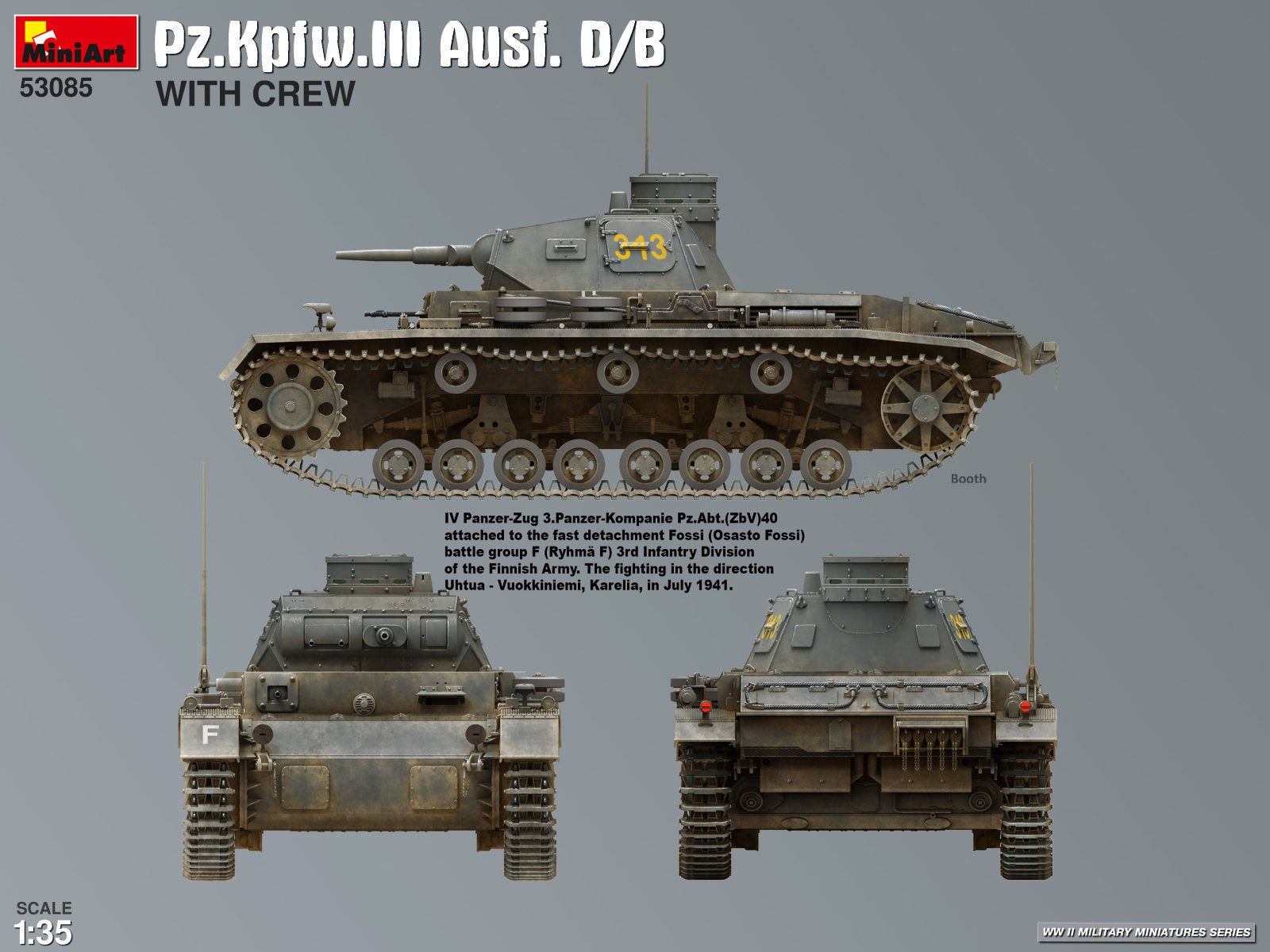 Decoración 4 de la maqueta del tanque alemán Panzer III versión B o D en escala 1:35 de Miniart referencia 53085