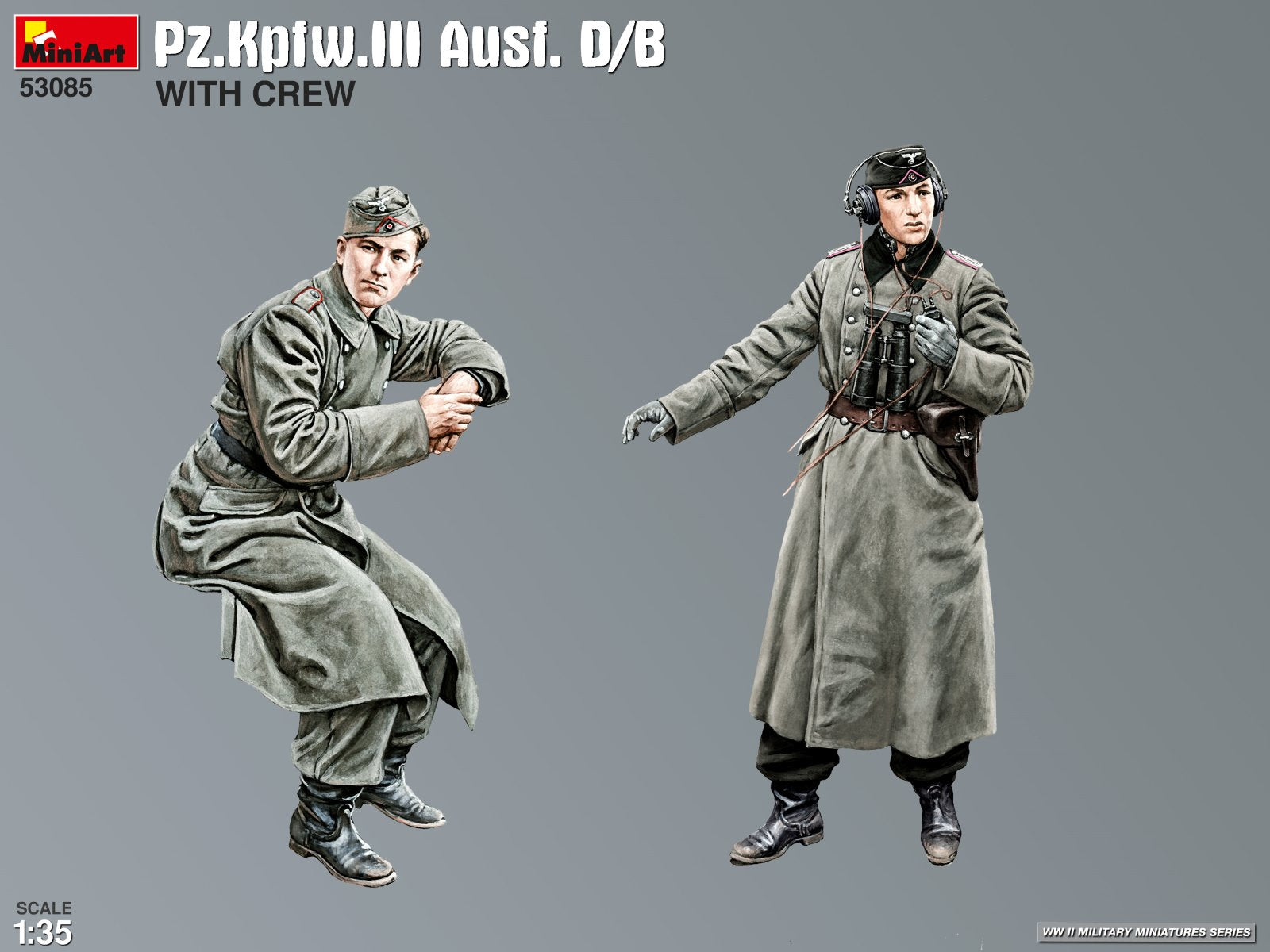 Figuras de la maqueta del tanque alemán Panzer III versión B o D en escala 1:35 de Miniart referencia 53085