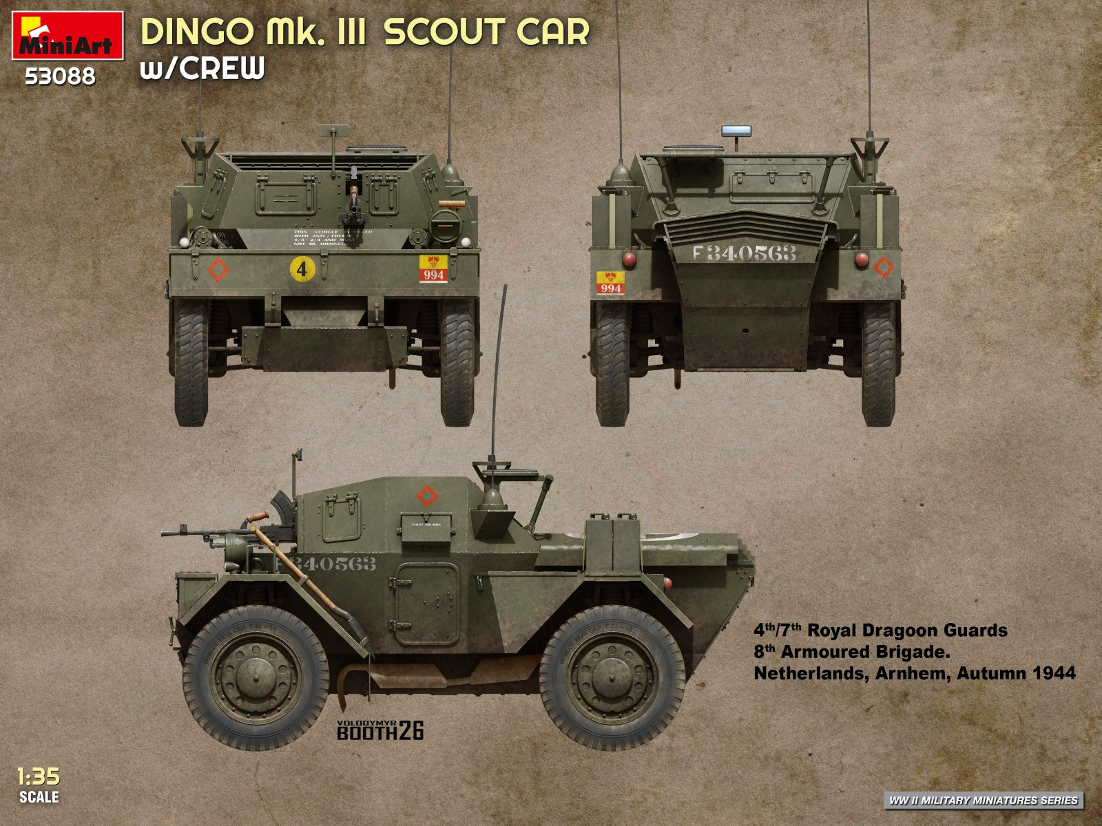 Decoración 4  de la maqueta del vehículo británico de exploración Dingo MkIII en escala 1:35 de Miniart referencia 53088