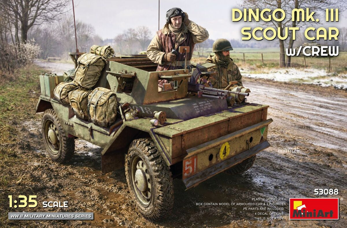 Foto de la portada de la maqueta del vehículo británico de exploración Dingo MkIII en escala 1:35 de Miniart referencia 53088