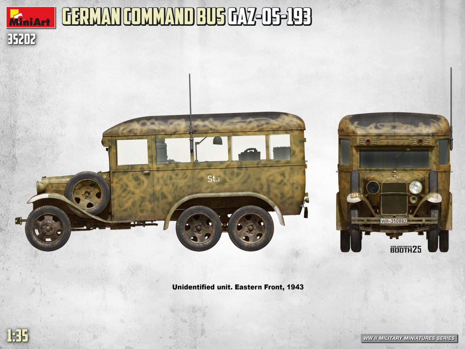 Decoración 1 de la maqueta del autobús de mando alemán Gaz-05-193 en escala 1:35 de Miniart referencia 35202