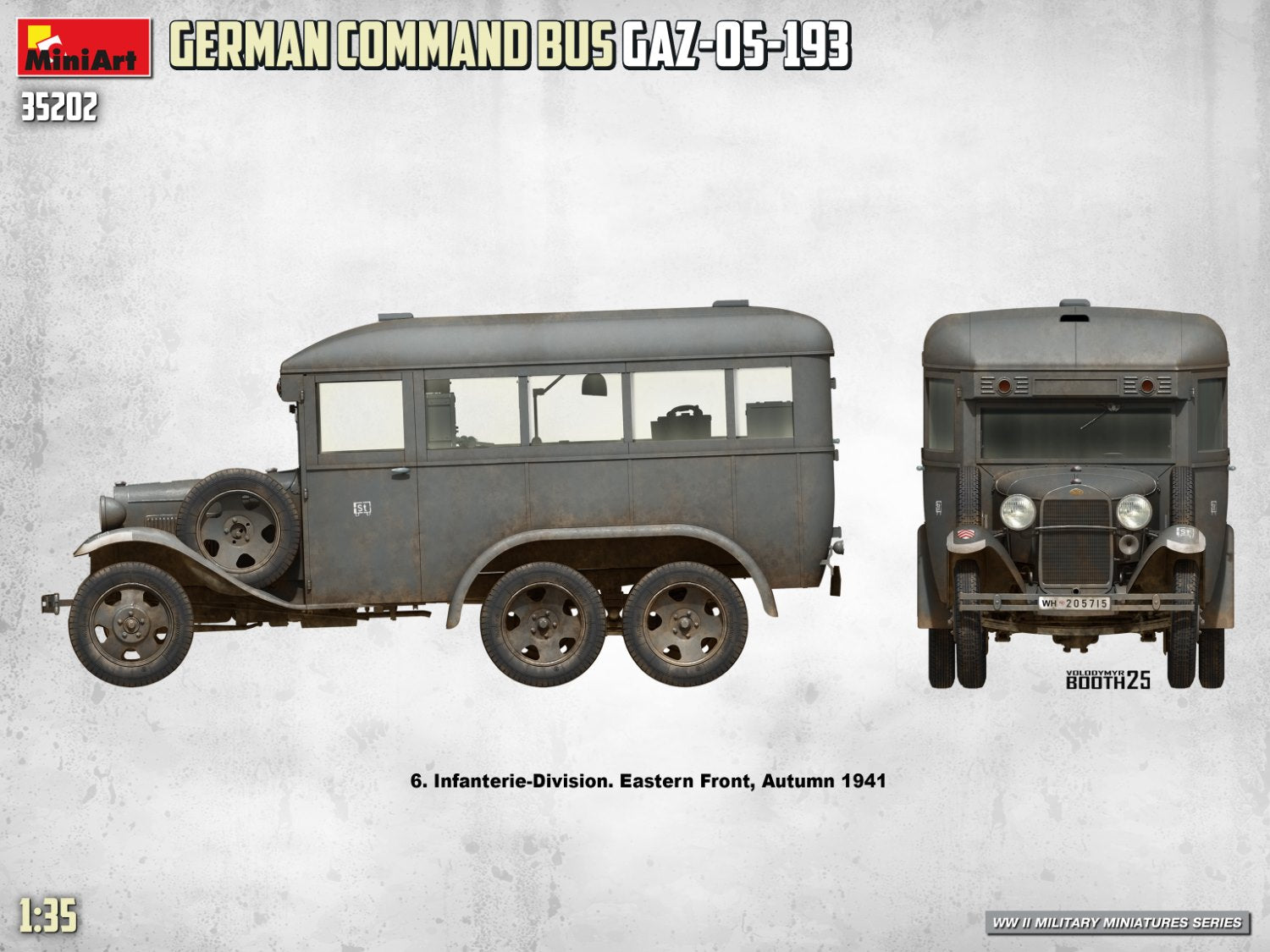 Decoración 2 de la maqueta del autobús de mando alemán Gaz-05-193 en escala 1:35 de Miniart referencia 35202