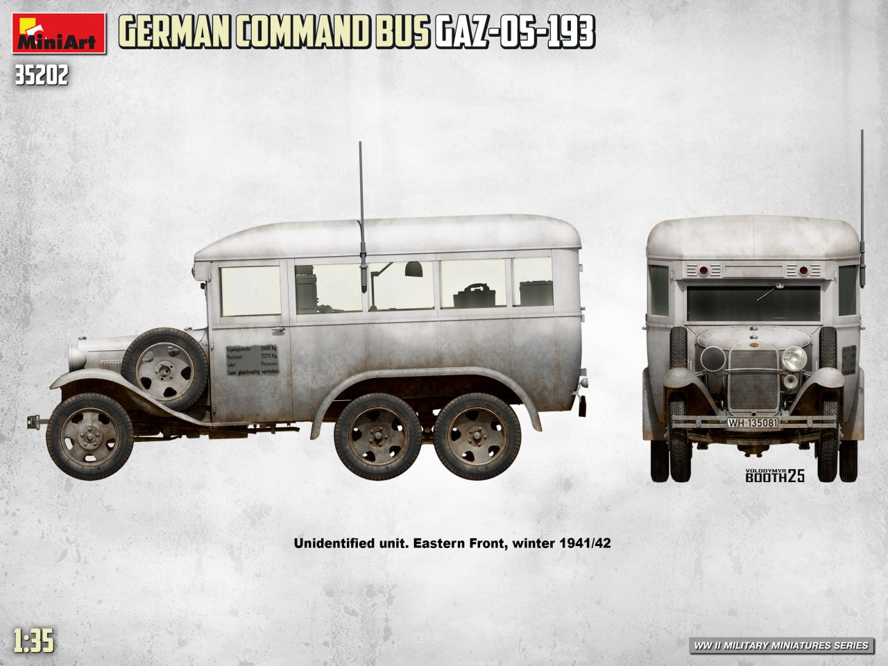 Decoración 3 de la maqueta del autobús de mando alemán Gaz-05-193 en escala 1:35 de Miniart referencia 35202