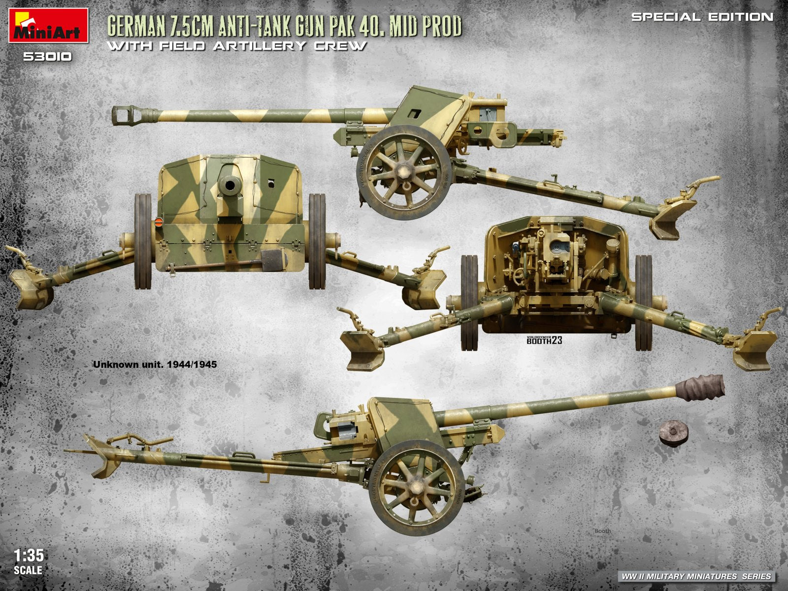 Decoración 4 de la maqueta del cañón alemán contracarros PaK40 en escala 1:35 de Miniart referencia 53010