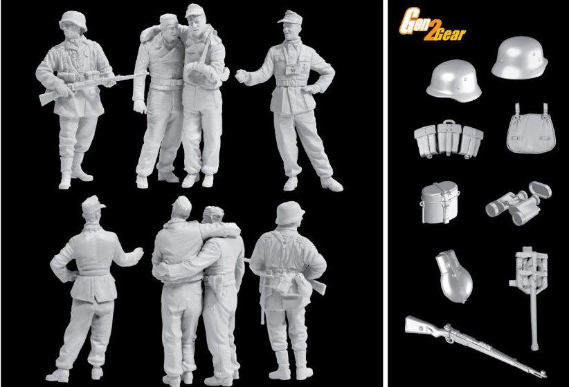 Contenido de la caja de figuras de Panzer Grenadiers en la batalla de Arnhem en 1944 en escala 1:35 de Dragon referencia 6556