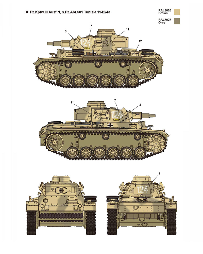 Decoración 2 de la maqueta del tanque alemán Panzer III Ausf. N en escala 1:35 de Academy referencia 13567
