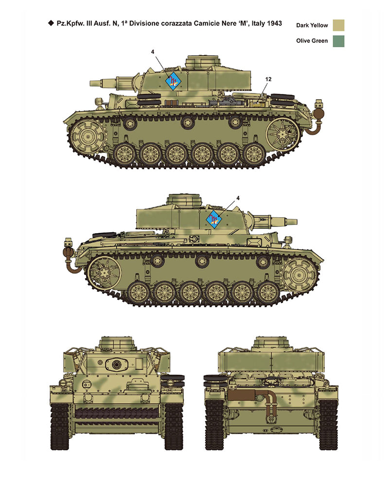 Decoración 3 de la maqueta del tanque alemán Panzer III Ausf. N en escala 1:35 de Academy referencia 13567
