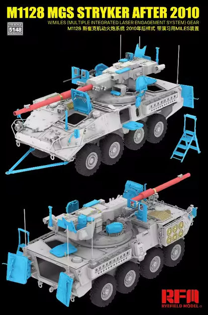 Detalle de los extras de la maqueta del vehículo blindado norteamericano M1128 Stryker en escala 1:35 de RFM referencia 5148