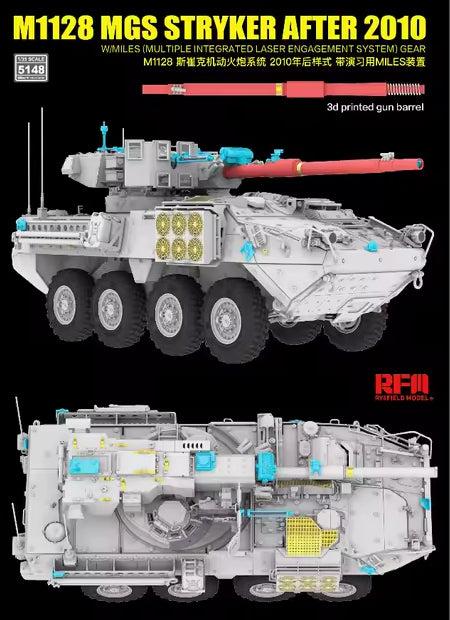 Detalle del sistema de cañón de la maqueta del vehículo blindado norteamericano M1128 Stryker en escala 1:35 de RFM referencia 5148