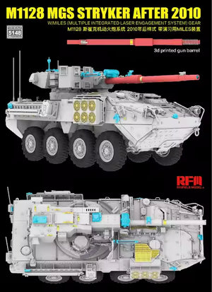 Detalle del sistema de cañón de la maqueta del vehículo blindado norteamericano M1128 Stryker en escala 1:35 de RFM referencia 5148