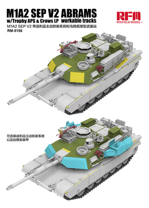 Configuraciones en vista delantera de la maqueta del carro de combate M1A2 Abrams SEP V2 en escala 1:35 de RFM referencia 5156