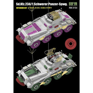 Extras 2 de la maqueta del vehículo de exploración alemán Sd.Kfz. 234/1 en escala 1:35 de RFM referencia 5154