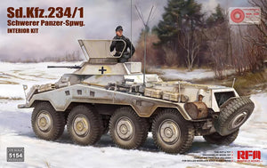 Portada de la caja de la maqueta del vehículo de exploración alemán Sd.Kfz. 234/1 en escala 1:35 de RFM referencia 5154