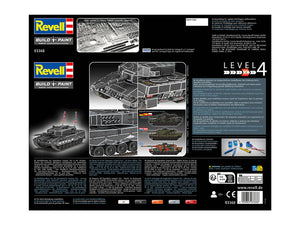 Contraportada de la caja de la maqueta del carro de combate Leopard 2A4 conmemorativa del 40 aniversario en escala 1:35 de Revell referencia 03368