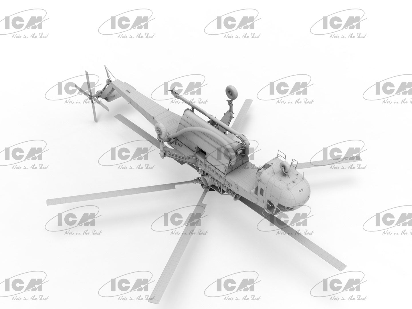 Foto inferior de la maqueta del helicóptero contra incendios S-64E en escala 1:35 de ICM referencia 53060