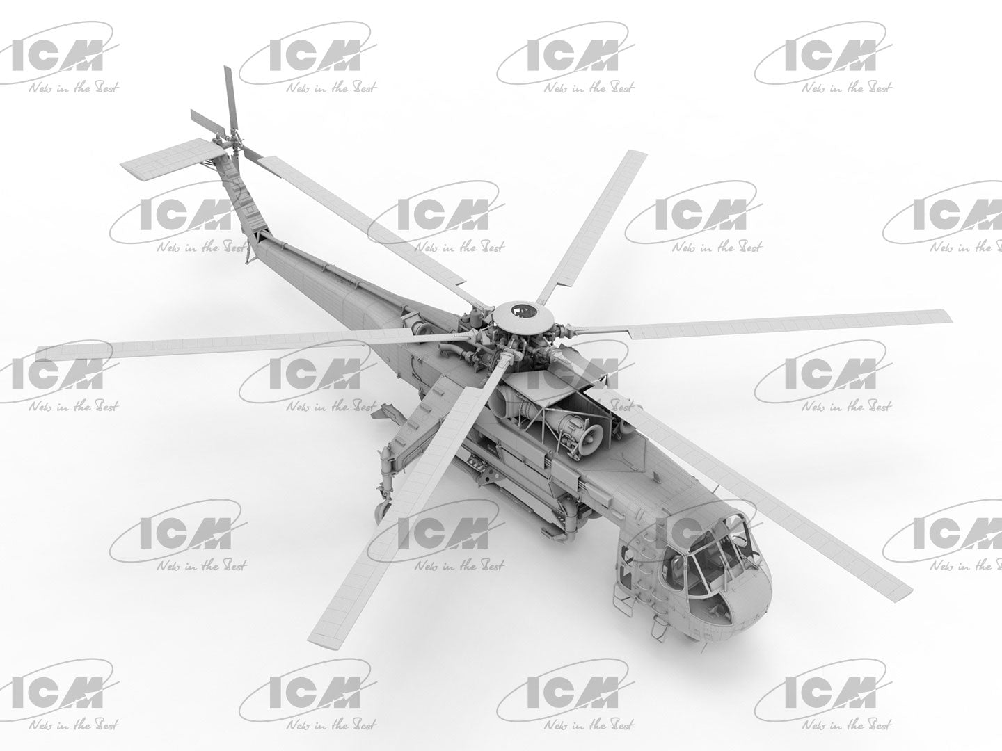 Foto aérea de la maqueta del helicóptero contra incendios S-64E en escala 1:35 de ICM referencia 53060