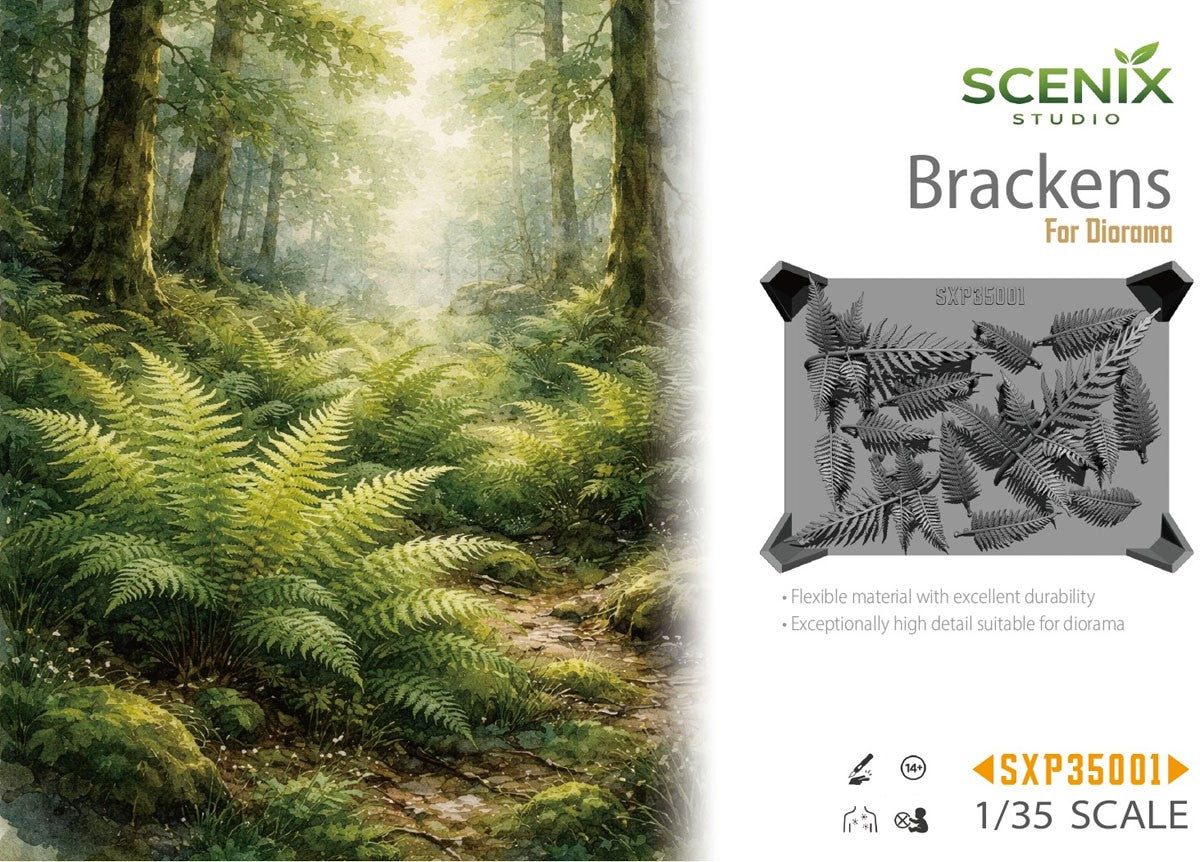 Portada del set de hojas y plantas de helechos en escala 1:35 de Secnix Studio referencia SXP35001