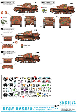 Foto 2 del set de calcas para maquetas en escala 1:35 del carro ligero italiano Fiat Ansaldo durante la Guerra Civil española de Star Decals referencia 35-C1024