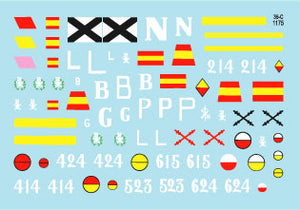 Detalle del set de calcas para maquetas del tanque ligero Pz I Ausf B en escala 1:35 del bando nacional durante la Guerra Civil de Star Decals referencia 35-C 1175