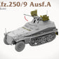 Detalle movimiento del cañón de la maqueta del vehículo blindado alemán Sd.Kfz.251/9 en escala 1:35 de Takom referencia 2213