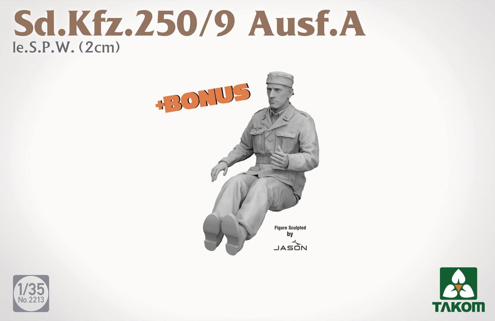 Figura de regalo de la maqueta del vehículo blindado alemán Sd.Kfz.251/9 en escala 1:35 de Takom referencia 2213