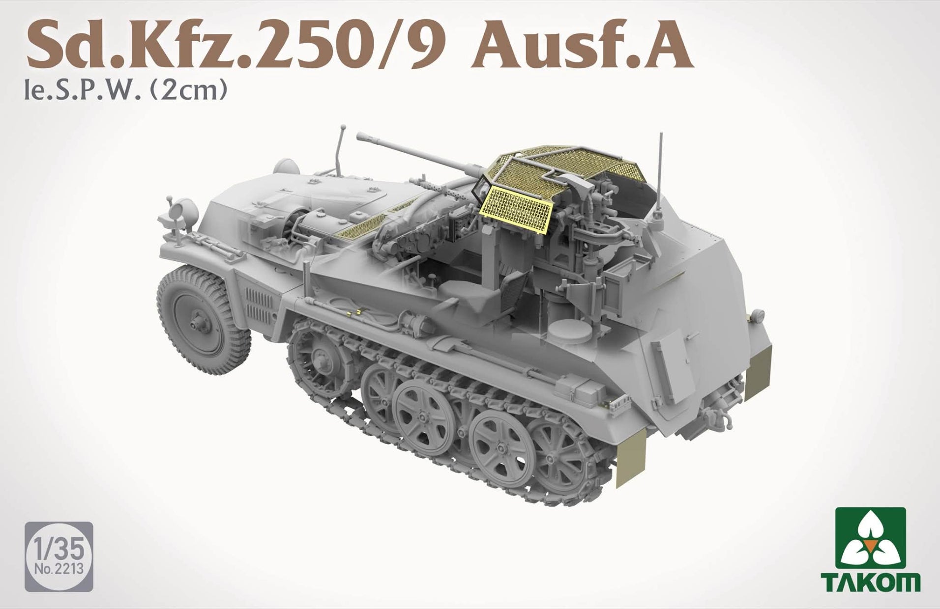 Interiores de la maqueta del vehículo blindado alemán Sd.Kfz.251/9 en escala 1:35 de Takom referencia 2213