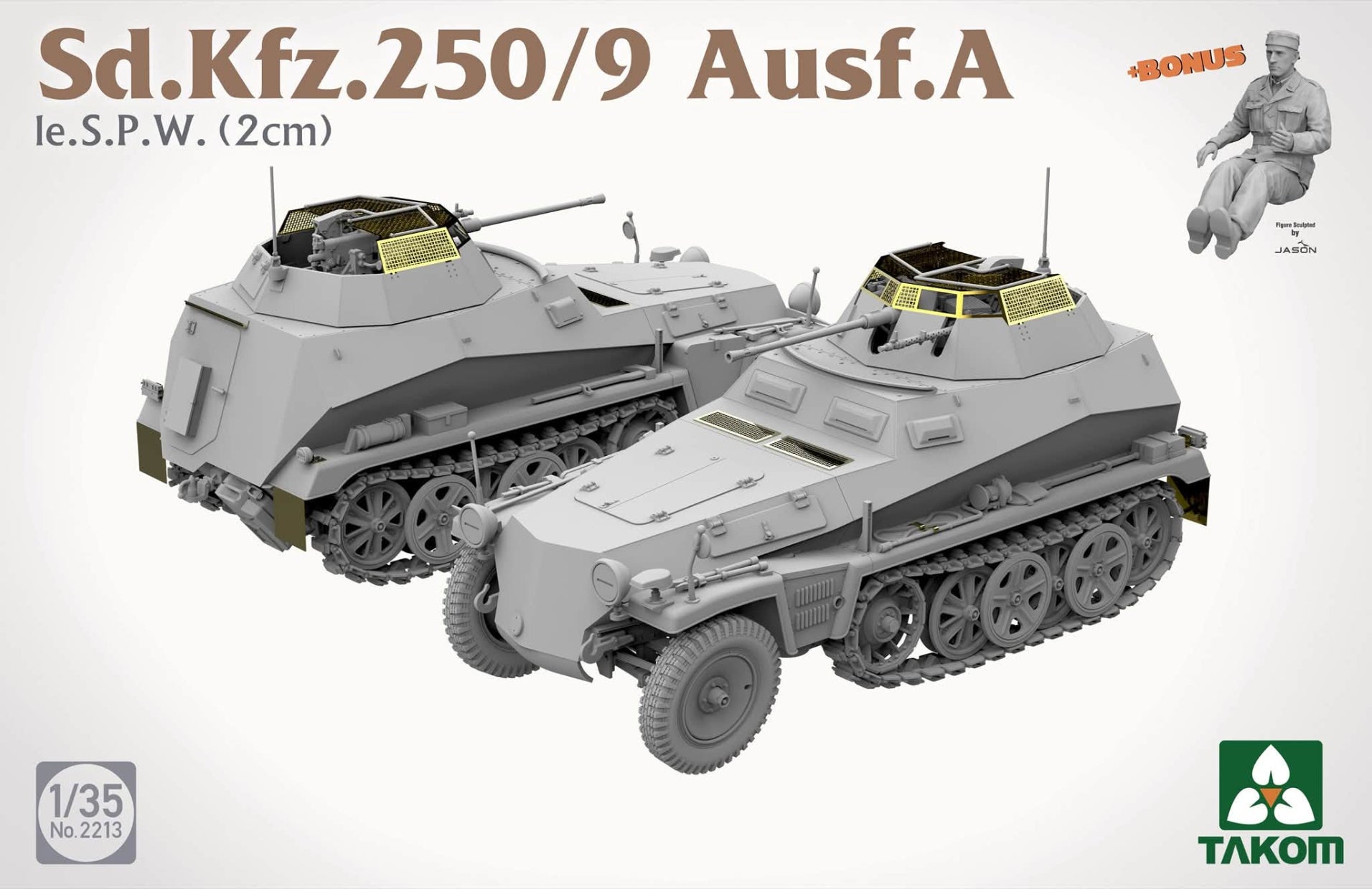 Vistas de la maqueta del vehículo blindado alemán Sd.Kfz.251/9 en escala 1:35 de Takom referencia 2213