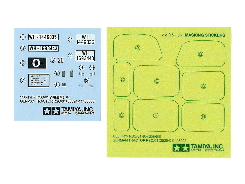 Calcas de la maqueta del tractor alemán RSO/01 en escala 1:35 de Tamiya referencia 35394